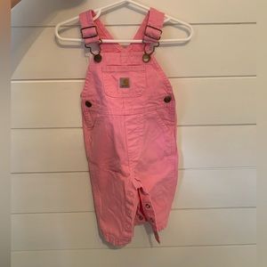 Pink Carhartt baby overalls